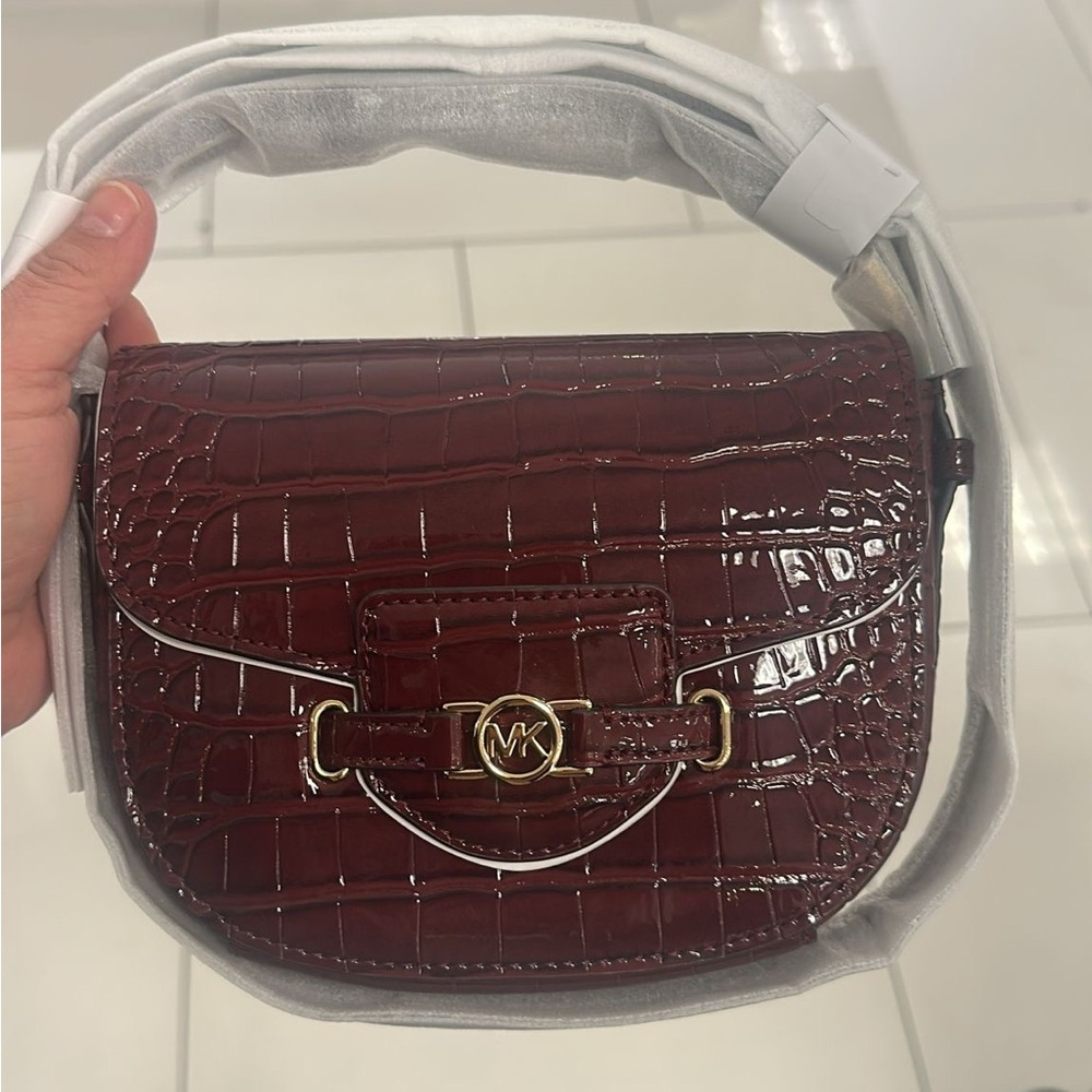 Michael Kors Small Reed Saddle Crossbody Bag-Oxblood